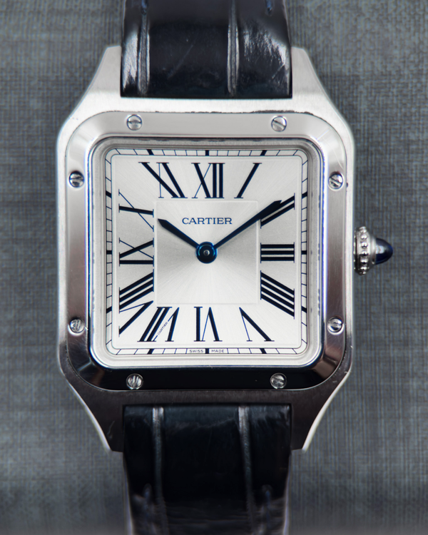 No Reserve - 2021 Cartier Santos Dumont 38MM Quartz Silver Dial Leather Strap (WSSA0023)