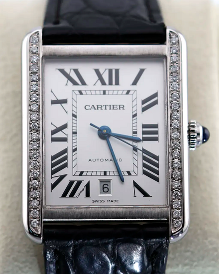 Cartier Tank Solo XL  31MM Silver Dial Leather Strap (W5200027)