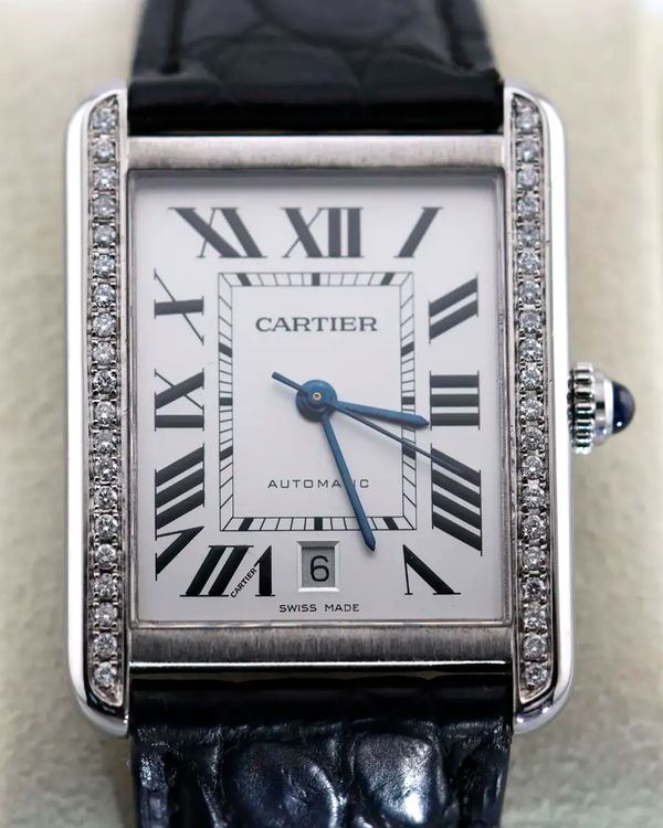 Cartier Tank Solo XL  31MM Silver Dial Leather Strap (W5200027)
