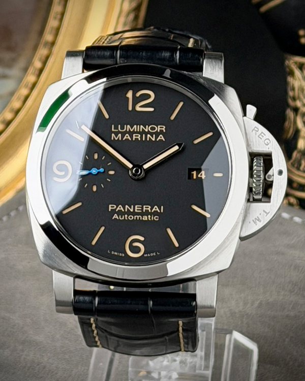 2020 Panerai Luminor Marina 1950 3 Days 44MM Black Dial Leather Strap (PAM01312)