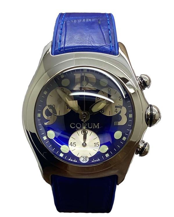 2000 Corum Bubble 45MM Quartz Blue Dial Leather Strap (396.150.20)