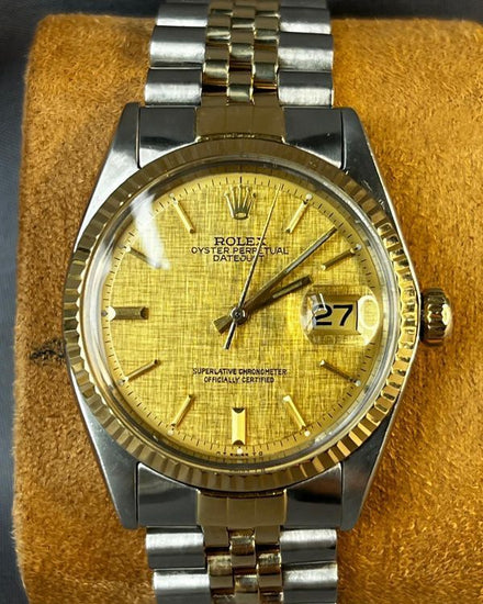 1971 Rolex Datejust 36MM Linen Champagne Dial Two Tone Jubilee Bracelet (1601)