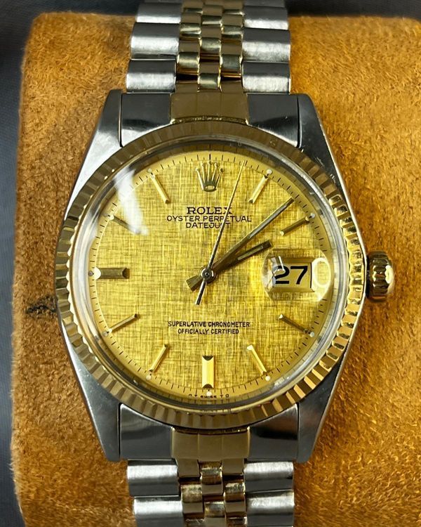 1971 Rolex Datejust 36MM Linen Champagne Dial Two Tone Jubilee Bracelet (1601)