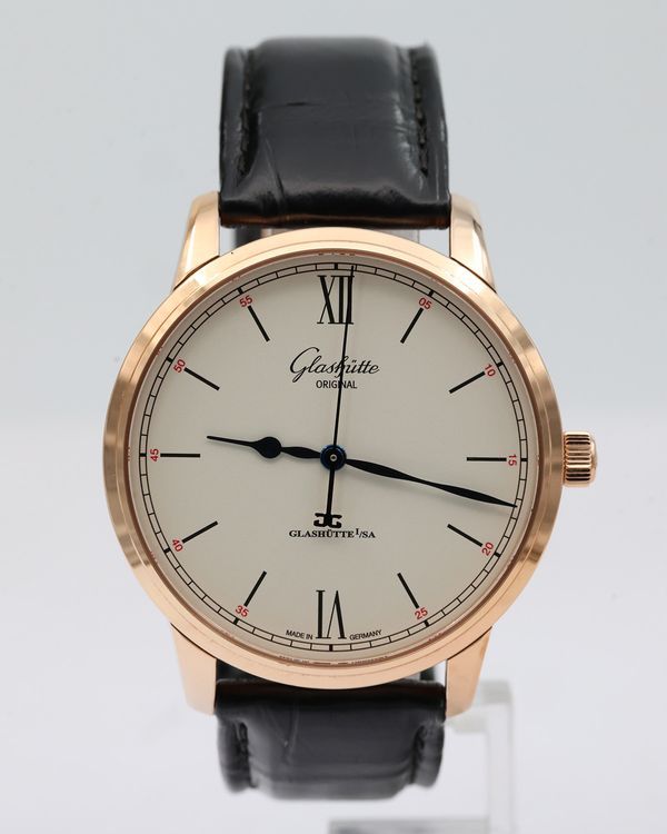 No Reserve - 2022 Glashütte Original Senator Excellence 40MM Silver Dial Leather Strap (1-36-01-02-05-30)