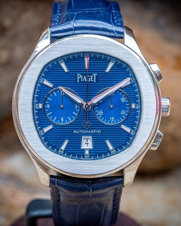 2020 Piaget Polo Chronograph 42MM Blue Dial Leather Strap (G0A43002)