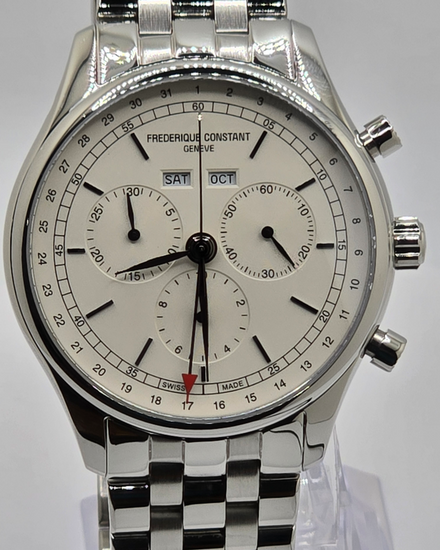 Frederique Constant Classics Triple Calendar 40MM Quartz White Dial Steel Bracelet (FC-296SW5B6B)