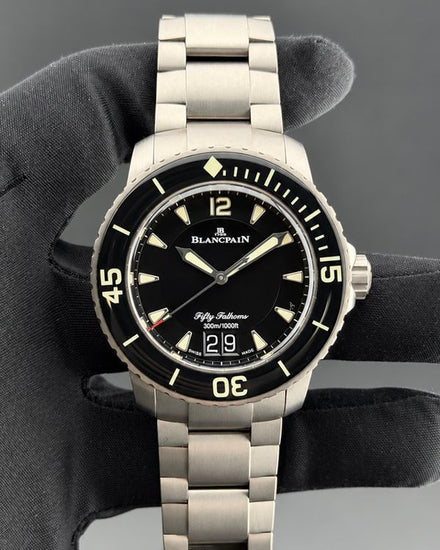 2022 Blancpain Fifty Fathoms Grande Date 45MM Black Dial Titanium Bracelet (5050-12B30-B52A)