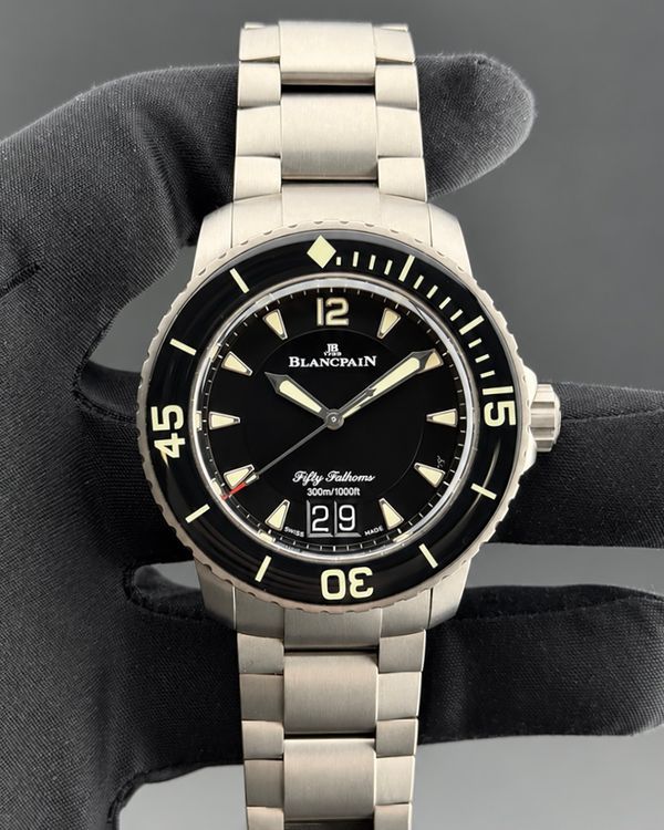 2022 Blancpain Fifty Fathoms Grande Date 45MM Black Dial Titanium Bracelet (5050-12B30-B52A)