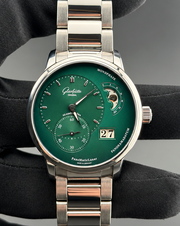 2026 Glashütte Original PanoMaticLunar 40MM Green Dial Steel Bracelet (1-90-02-13-32-70)
