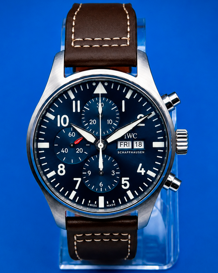 2021 IWC Schaffhausen Pilot Chronograph "Le Petit Prince" 43MM Blue Dial Leather Strap (IW377714)