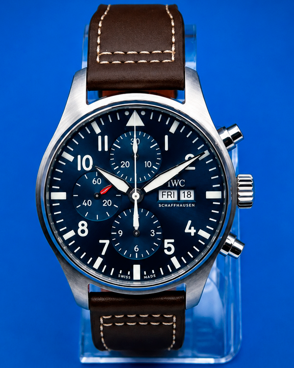 2021 IWC Schaffhausen Pilot Chronograph "Le Petit Prince" 43MM Blue Dial Leather Strap (IW377714)