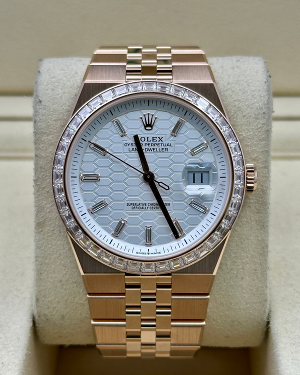 2026 Rolex Land-Dweller 36MM White Dial Rose Gold Flat Jubilee Bracelet (127285TBR)