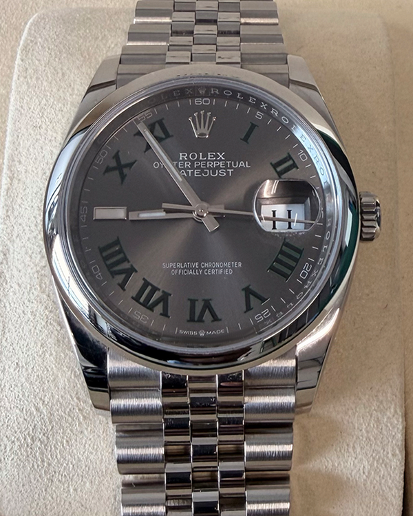 No Reserve - 2025 Rolex Datejust "Wimbledon" 36MM Slate Dial Jubilee Bracelet (126200)