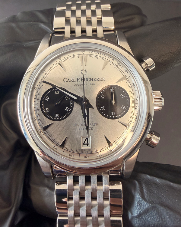 No Reserve - Carl F. Bucherer Manero Flyback 40MM Silver Dial Steel Bracelet (00.10927.08.13.25)