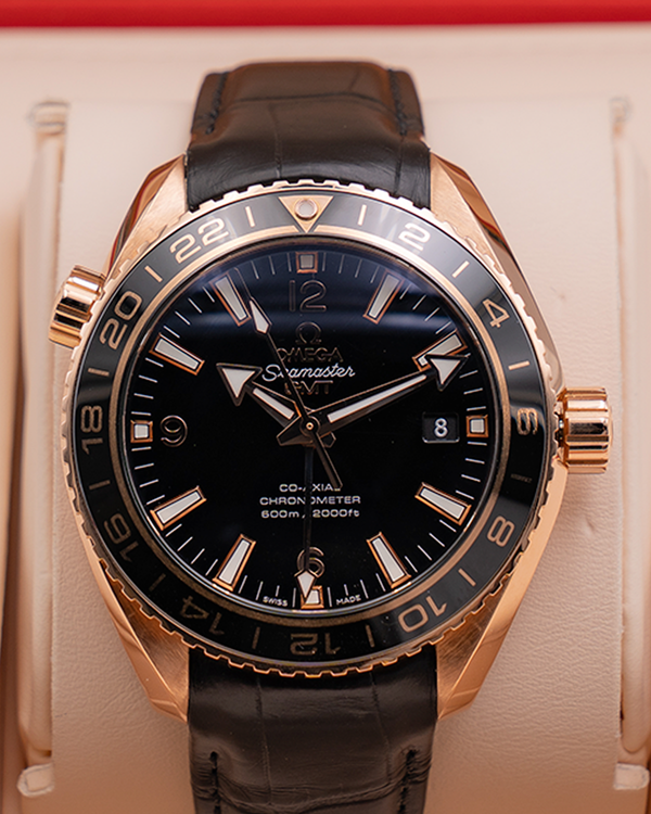 Omega Seamaster Planet Ocean 600M GMT 43.5MM Black Dial Leather Strap (232.63.44.22.01.001)