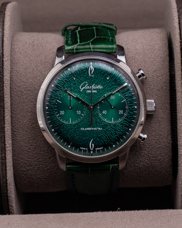 2022 Glashütte Original Sixties "Annual Edition" 42MM Green Dial Leather Strap (1-39-34-05-22-04)