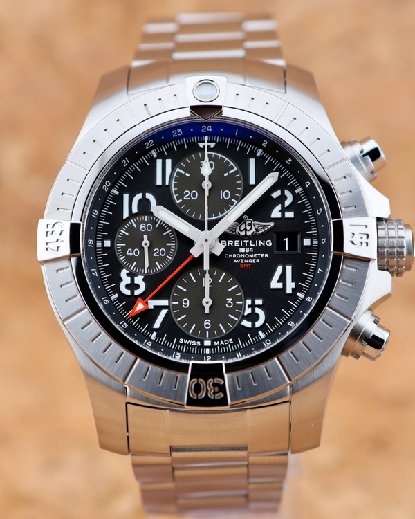 No Reserve - 2026 Breitling Avenger Chronograph GMT 45MM Black Dial Steel Bracelet (A24315101B1A1)