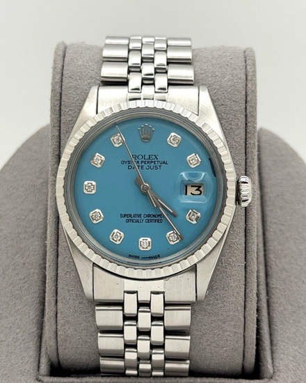 1962 Rolex Datejust 36MM Aftermarket Blue Dial Jubilee Bracelet (1603)