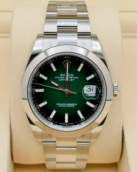 2026 Rolex Datejust 41MM "Ombré" Green Dial Oyster Bracelet (126300)