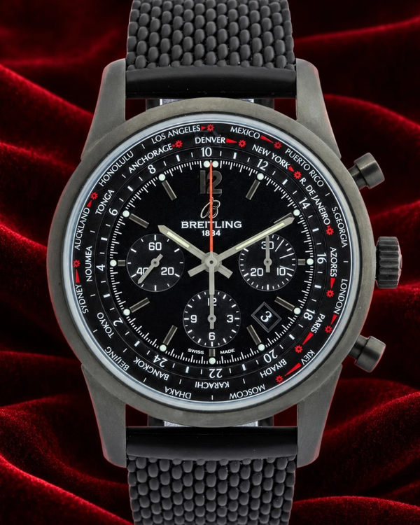 Breitling Transocean Unitime Pilot "Blacksteel" L. E. 46MM Black Dial Rubber Strap (MB0510U6/BC80)