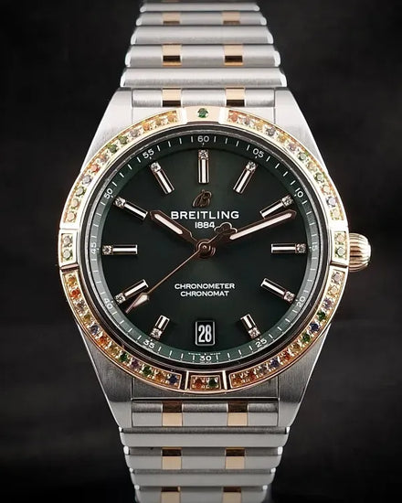 2023 Breitling Chronomat 36MM Green Dial Two-Tone Bracelet (U10380611L1U1)
