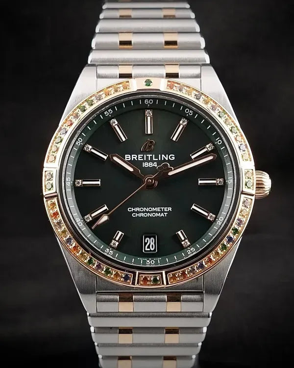 2023 Breitling Chronomat 36MM Green Dial Two Tone Bracelet (U10380611L1U1)
