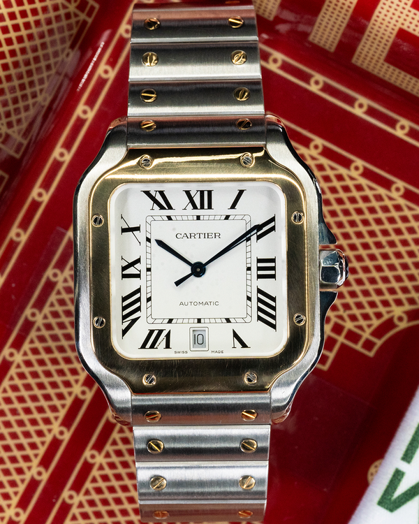 No Reserve - 2021 Cartier Santos De Cartier 39.8MM White Dial Two-Tone Bracelet (W2SA0009)