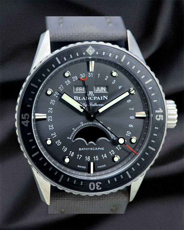 2022 Blancpain Fifty Fathoms Bathyscaphe Quantième Complet Phases de Lune 43MM Grey Dial Textile Strap (5054-1210-G52A)