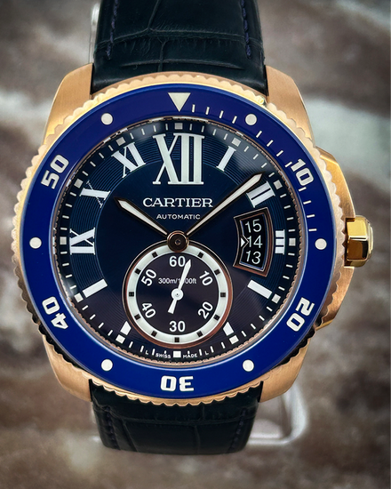 2016 Cartier Calibre de Cartier 42MM Blue Dial Leather Strap (WGCA0009)
