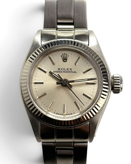 1981 Rolex Oyster Perpetual 26MM Silver Dial Oyster Bracelet (6719)