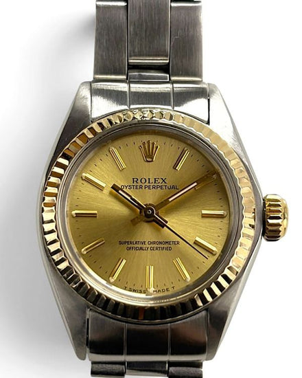 1981 Rolex Oyster Perpetual Lady 26MM Champagne Dial Oyster Bracelet (6718)