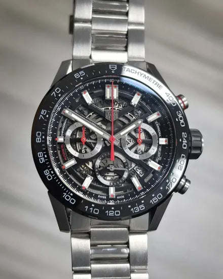 2021 Tag Heuer Carrera 45MM Skeleton Dial Steel Bracelet (CBG2A10)