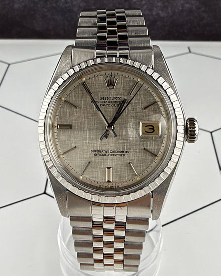 No Reserve - Rolex Datejust 36MM Silver "Linen" Dial Jubilee Bracelet (1603)