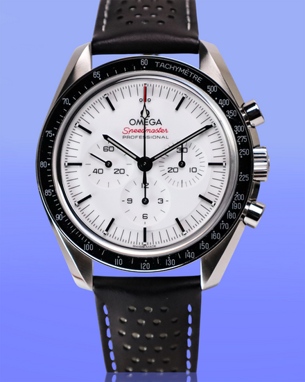 No Reserve - 2024 Omega Speedmaster Professional Moonwatch 42MM White Dial Leather Strap (310.32.42.50.04.002)