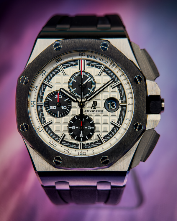 No Reserve - Audemars Piguet Royal Oak Offshore Chronograph 44MM Cream White Dial Rubber Strap (26400SO.OO.A002CA.01)