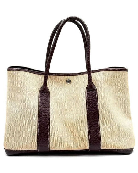 2019 Hermès Garden Party 36 Canvas Palladium Hardware Leather Strap (36)