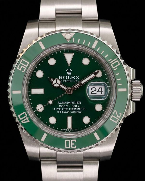 2013 Rolex Submariner Date "Hulk" 40MM Green "Emerald" Dial Oyster Bracelet (116610LV)