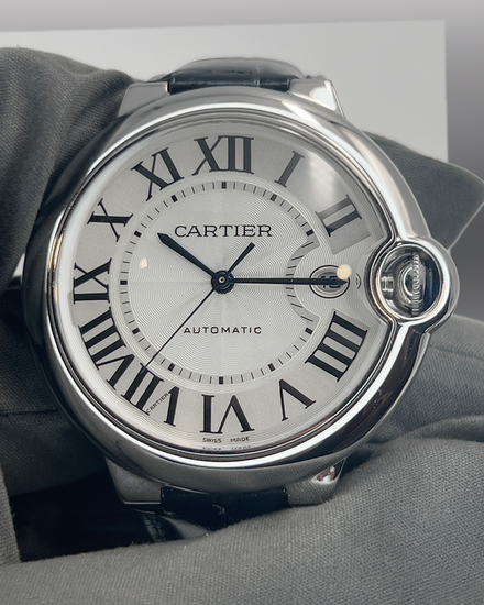 2015 Cartier Ballon Bleu De Cartier 42MM Silver Dial Leather Strap (W69016Z4)