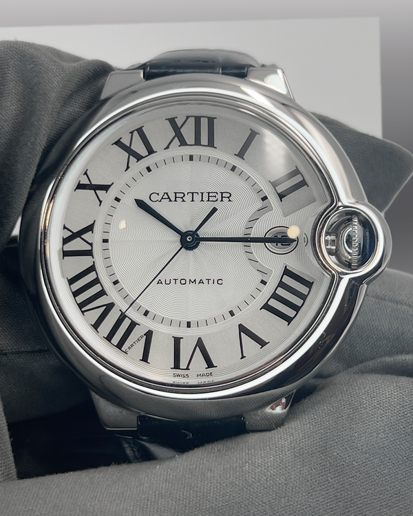 2015 Cartier Ballon Bleu De Cartier 42MM Silver Dial Leather Strap (W69016Z4)