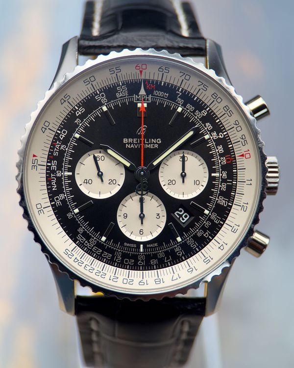 2022 Breitling Navitimer B01 Chronograph 46MM Black Dial Leather Strap (AB0127211B1P1)