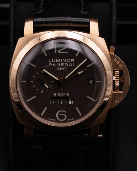 Panerai Luminor 1950 8 Days GMT L.E. 44MM Brown Dial Leather Strap (PAM00289)