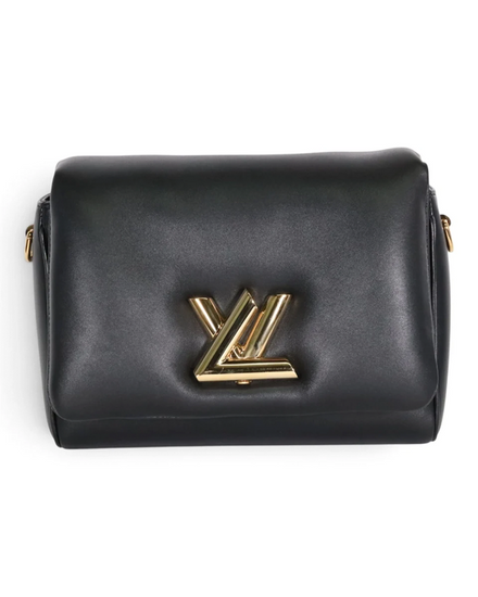 Louis Vuitton Bag Twist MM Crossbody Flap Bag Black Calfskin (Bag)