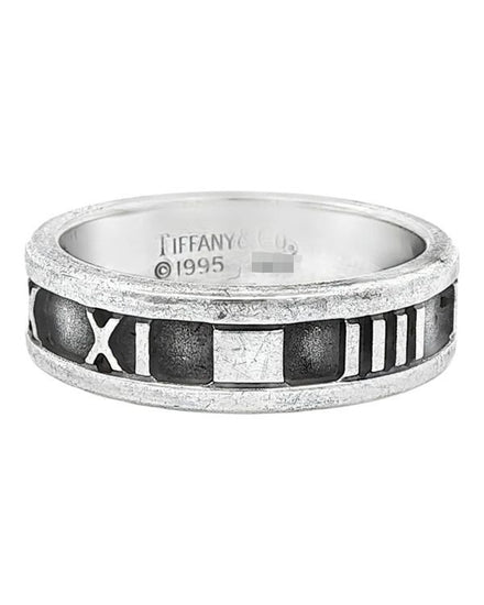 No Reserve - Tiffany Accessories Atlas Vintage Sterling Silver Roman Numeral Vintage Band (Tiffany Ring)
