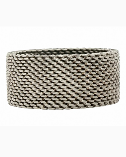 No Reserve - Tiffany & Co Accessories Somerset Mesh Ring Size 6.5 9.5MM Wide .925 Sterling Silver (Ring)