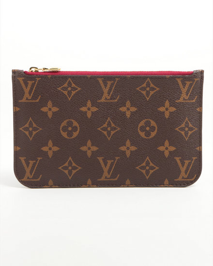 Louis Vuitton Monogram Neverfull Pochette PM Small Brown Canvas Gold-Tone Hardware (Pochette)