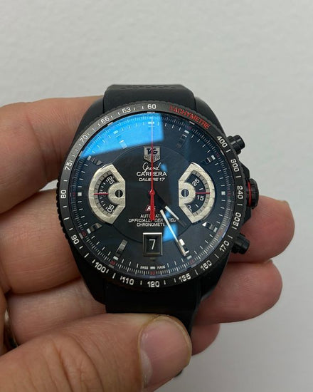 2016 Tag Heuer Carrera Grand Calibre 17 RS2 43MM Black Dial Rubber Strap (CAV518B)