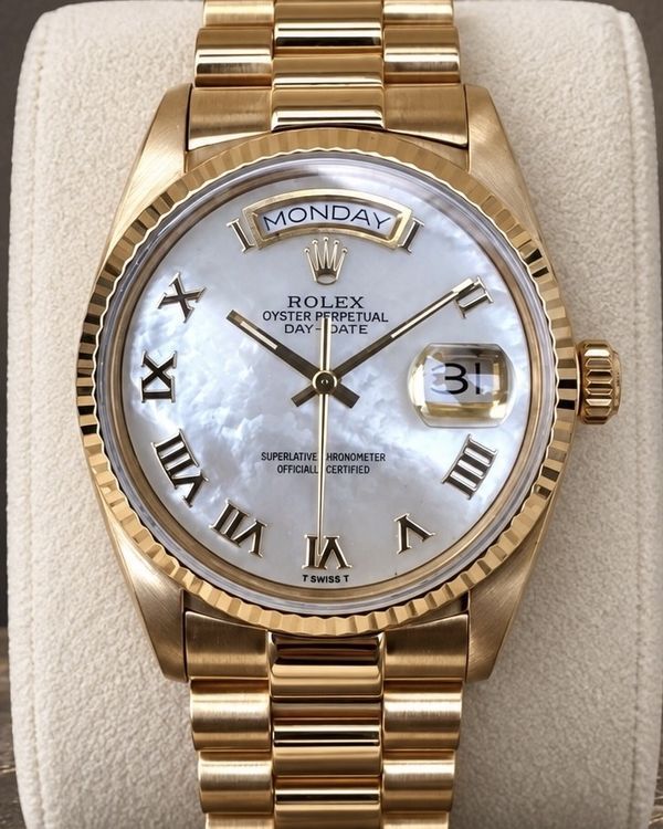 1985 Rolex Day-Date 36MM Mother of Pearl Dial Yellow Gold President Bracelet (18038)