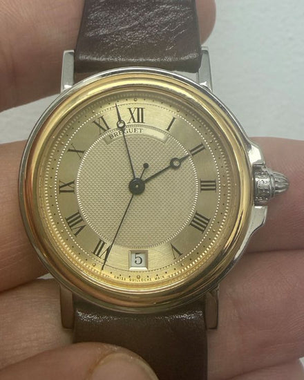 1996 Breguet Marine Horloger de la Marine 36MM Champagne Dial Aftermarket Leather Strap (3400)