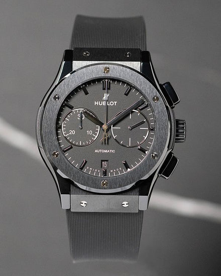 2021 Hublot Classic Fusion Black Magic Chronograph 45MM Black Dial Rubber Strap (521.CM.1171.RX)