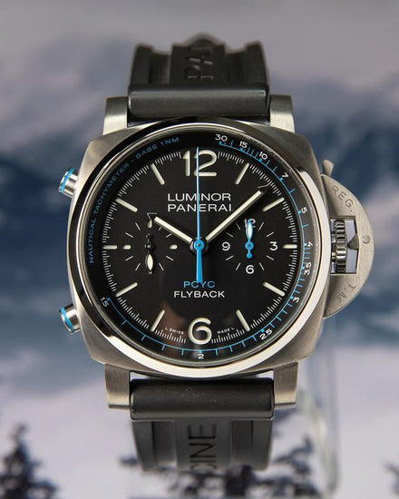 2019 Panerai Luminor 1950 Flyback Chrono PCYC 44MM Black Dial Rubber Strap (PAM00764)